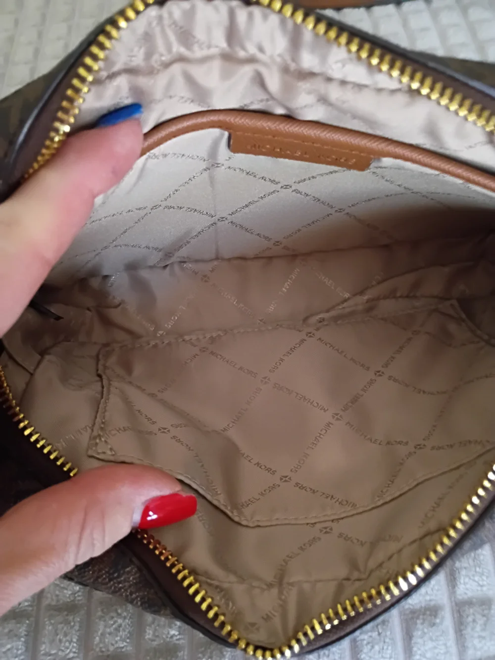 Michael Kors Brown Logo Crossbody Bag with Gold Hardware